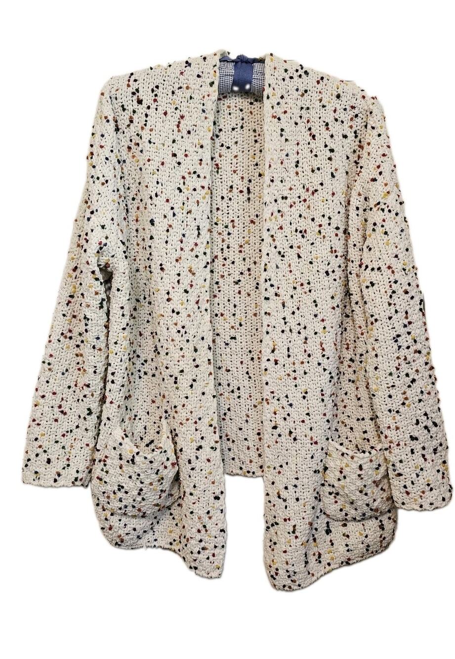 Moon & Madison Confetti Knit Cardigan Sweater SSC148 Cream Multi Size Small S
